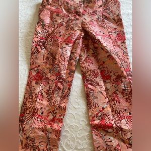 J Crew pink butterfly print silk tapered pants